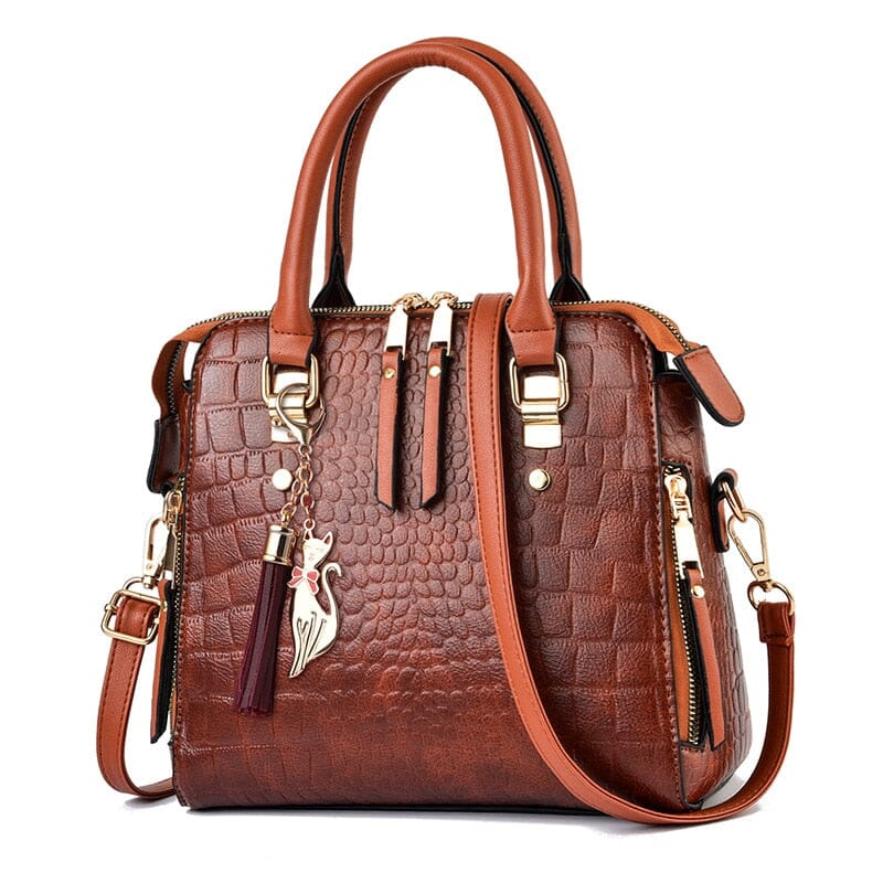 BOLSO DE PIEL DE MUJER CON DISEÑO DE COCODRILO