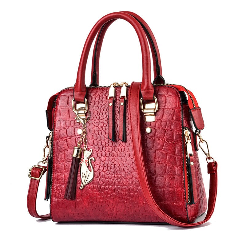 BOLSO DE PIEL DE MUJER CON DISEÑO DE COCODRILO